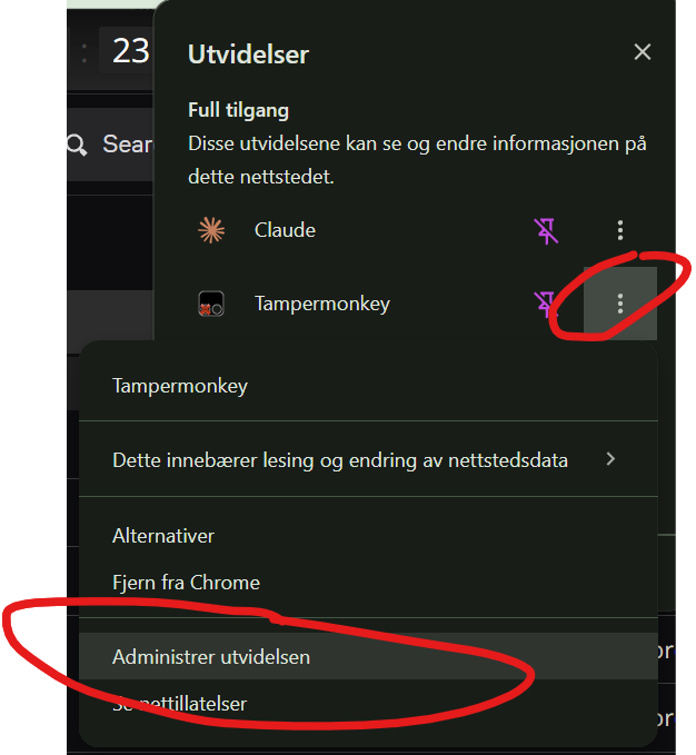 Allow user scripts, steg 2