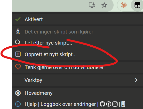 Tampermonkey: Create a new script