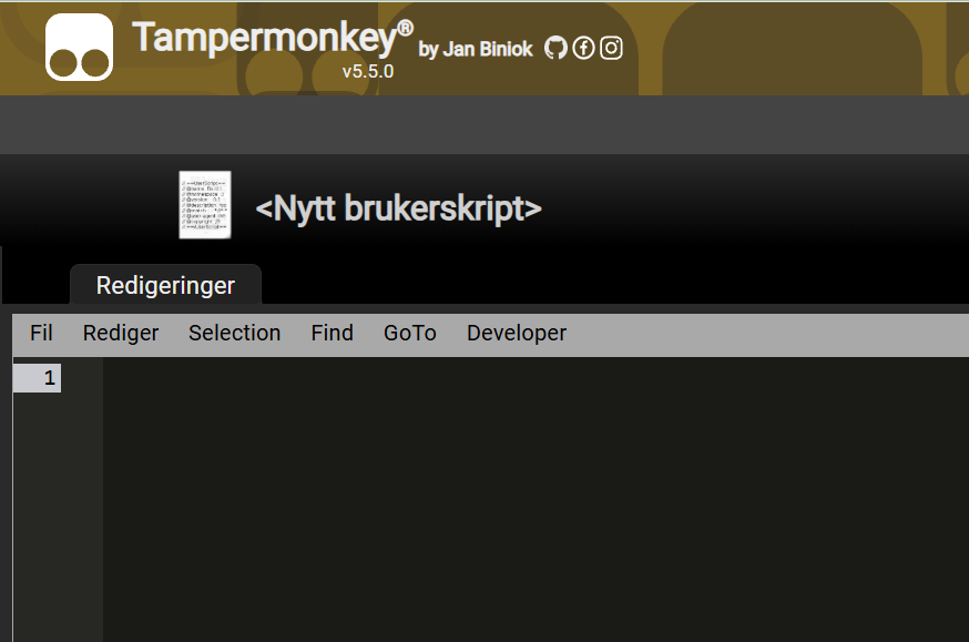 Tampermonkey-editor tom etter slett