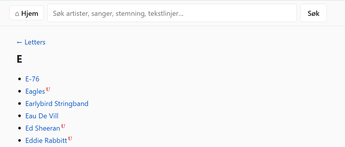Søk på en vibe-term viser importerte UG-tabs med rød U-markør
